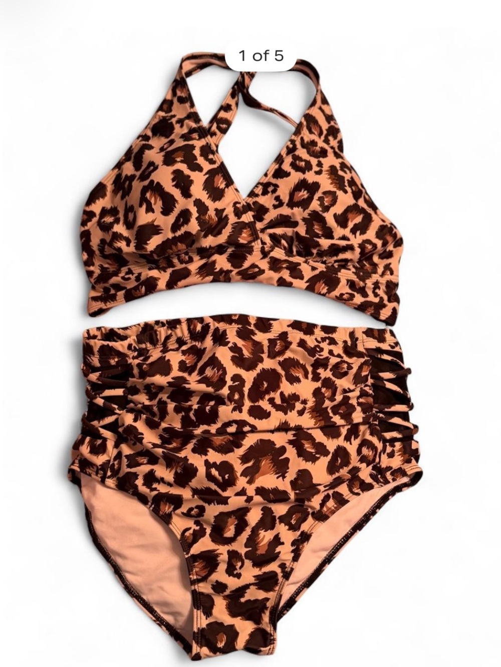 Yonique leopard print 2-piece high-waisted tummy control bikini
